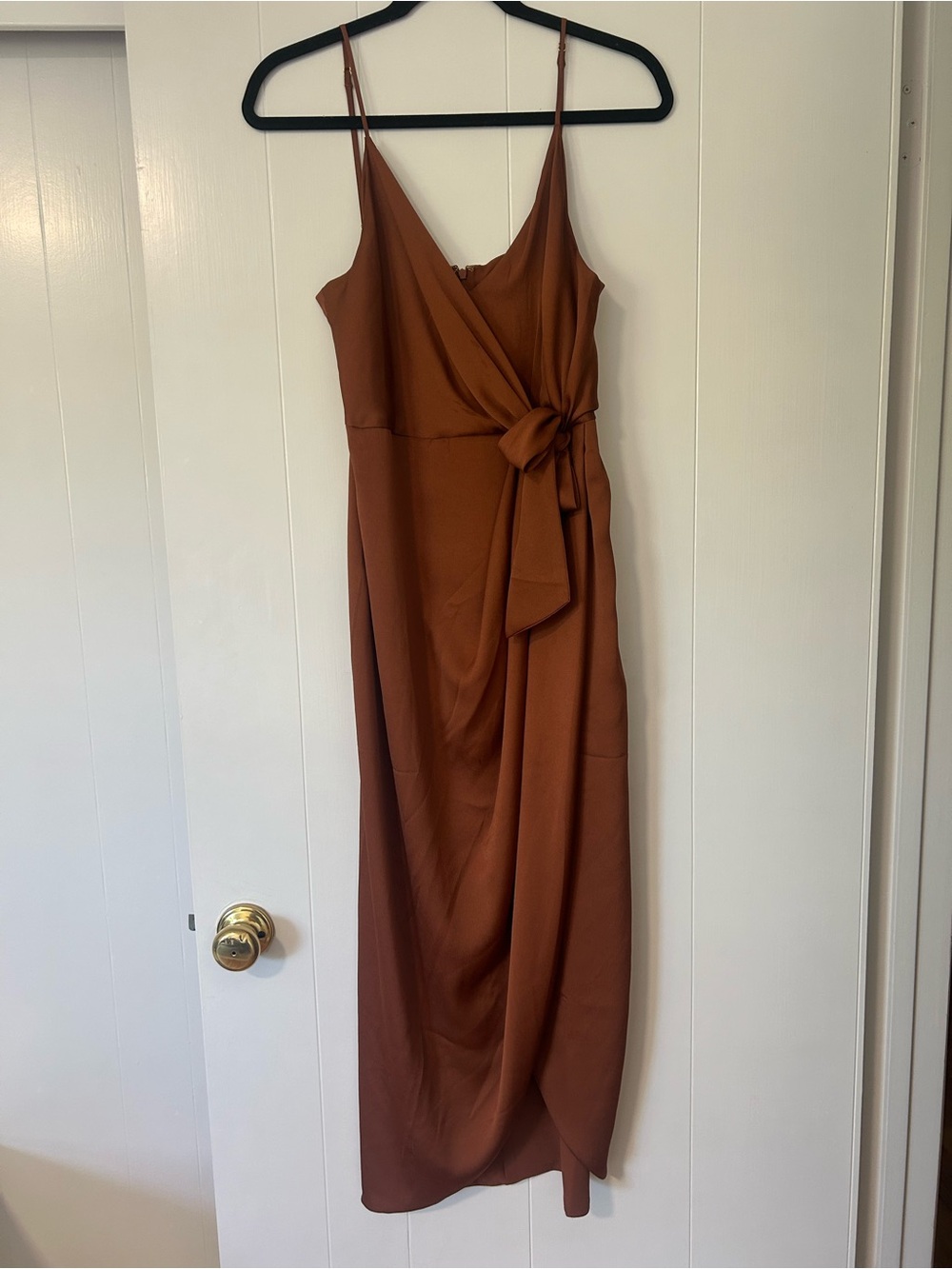 Shona Joy Copper Rust Wrap Maxi Dress with Side Tie